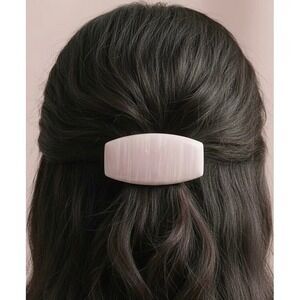 Vintage Mauritius Blush Pink Grey Linear Streaks Rectangle Hair Clip Barrette